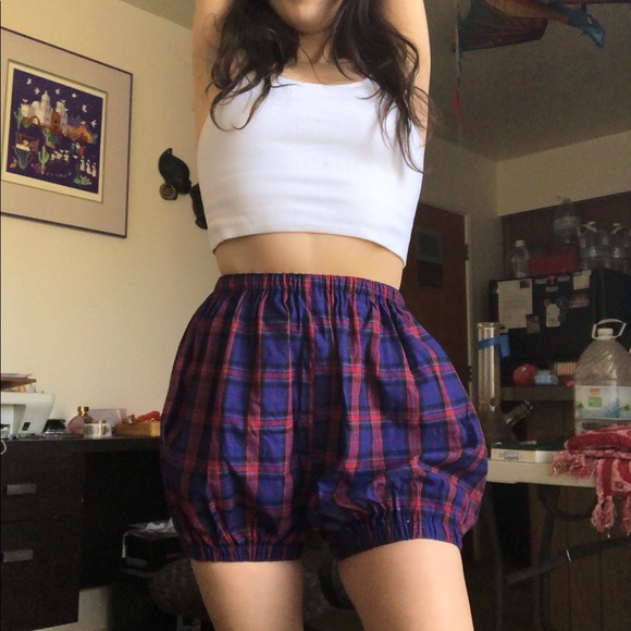 Plaid elastic-band shorts - Picture 2 of 4